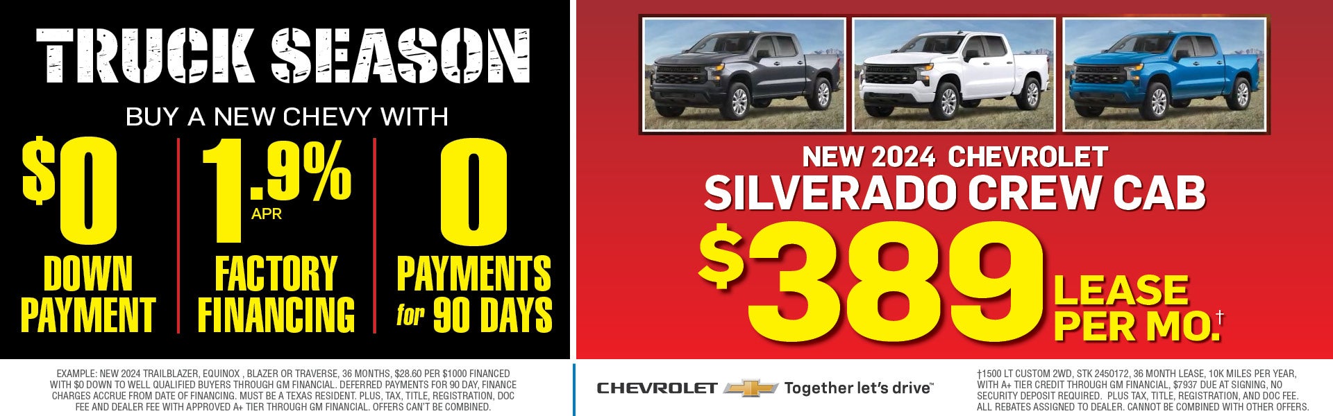 $389 lease per month 2024 Chevrolet Silverado Crew Cab