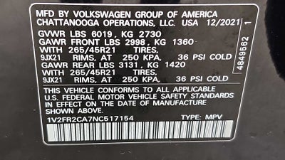 2022 Volkswagen Atlas 3.6L V6 SEL Premium R-Line