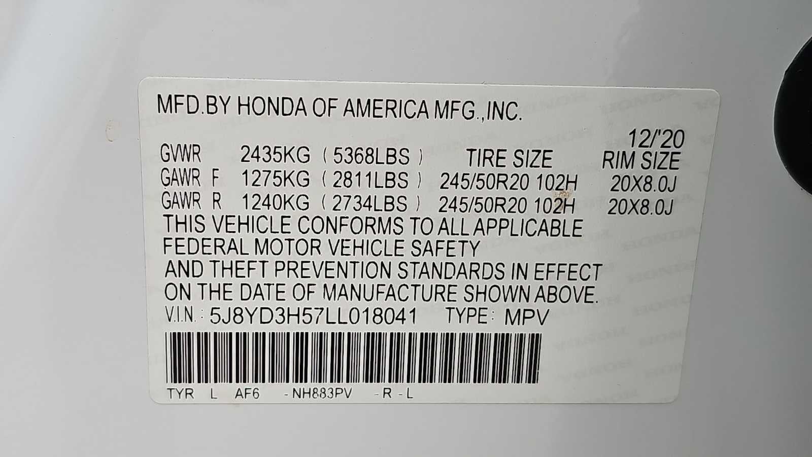 2020 Acura MDX w/Technology Pkg