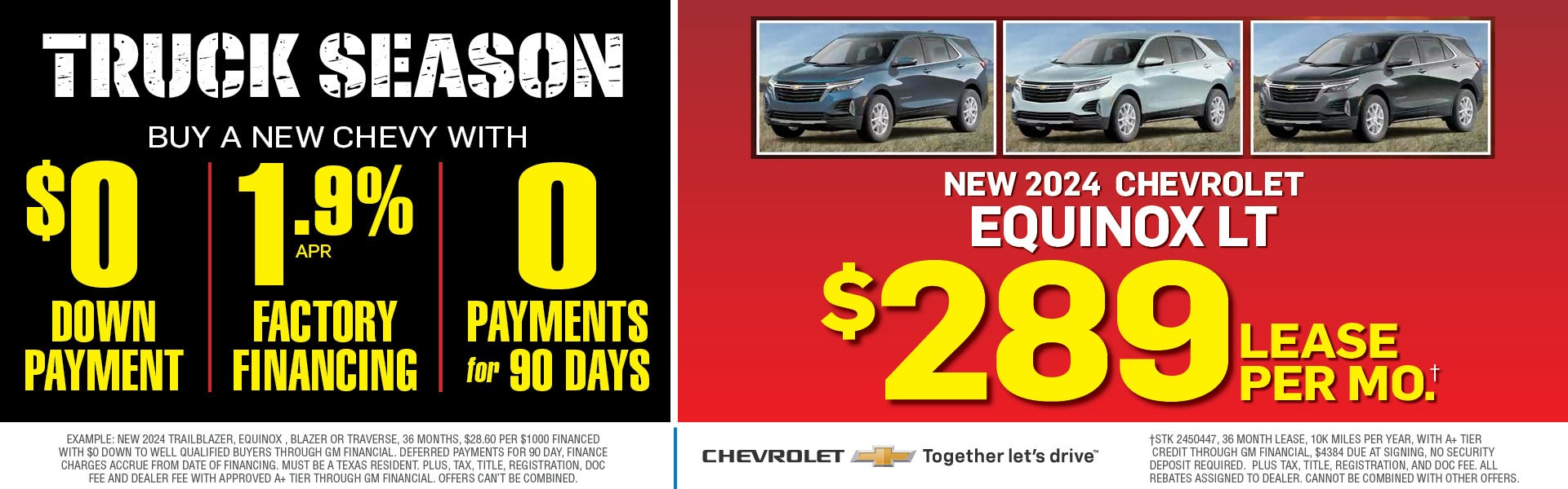 $289 lease per month 2024 Chevrolet Equinox LT